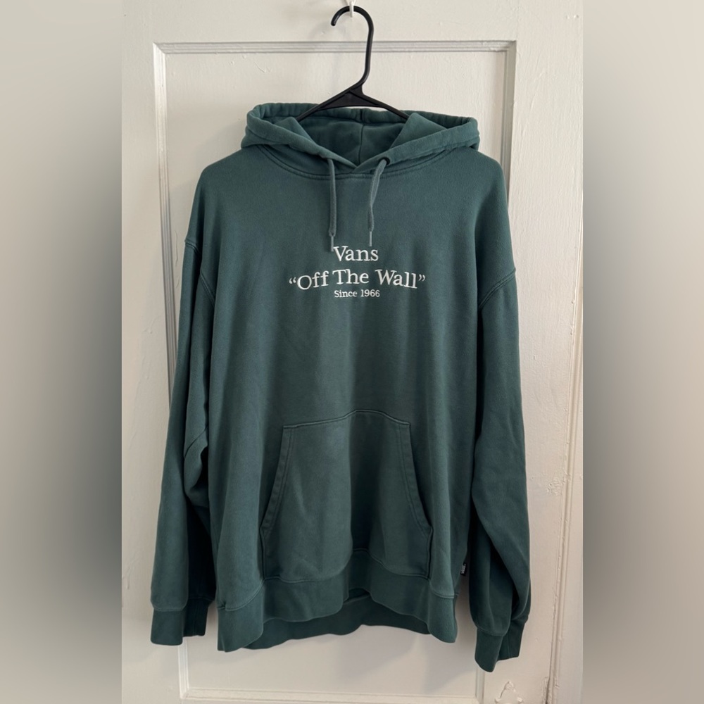 Vans Men's Green Hoodie with Embroidered Logo - Skate Hooded Sweatshirt